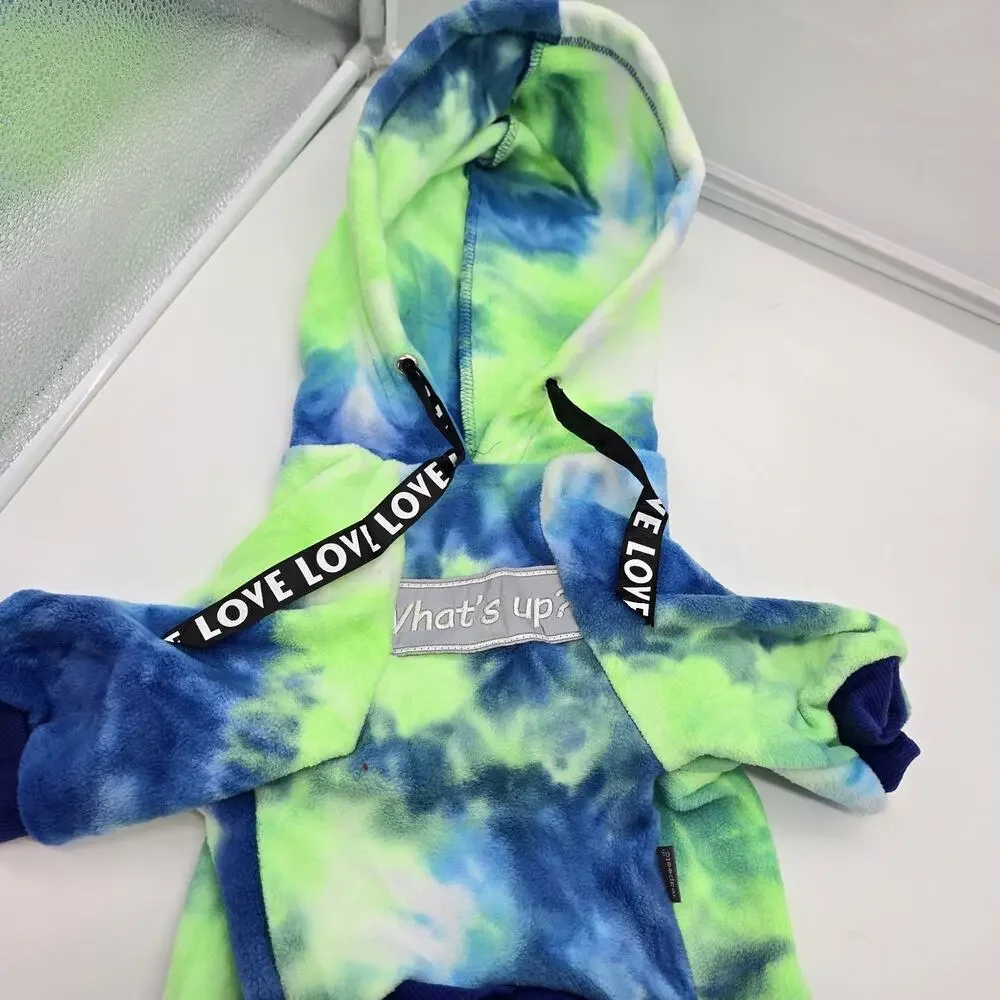 Tie Dye Dog Jumpsuit Coat Blue Green XL Fox Terrier Jack Russell Reflective NEW!